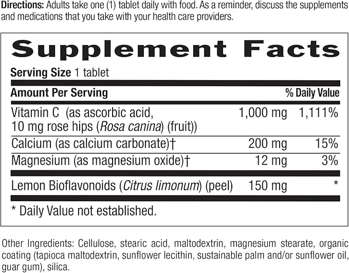 Country Life Buffered Vitamin C 1000mg with Bioflavonoids, Calcium, Magnesium, Potassium - Immune Support, Vegan Capsules, Gluten-Free, Gentle on Stomach - 250 Tablets