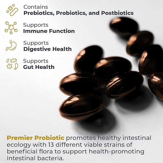 Premier Research Labs Premier Probiotic - Pre Pro Post Biotics for Women & Men, Quad Biotic, Quadbiotic, Prebiotics, Probiotics, Postbiotics & Phytobiotics - 30 Vegetarian Softgel Capsules