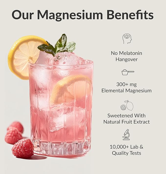 BIOptimizers Magnesium Breakthrough Drink - 8 Forms of Magnesium, Electrolytes, Sleep Health, Stress, Muscle Recovery, Heart Support | Glycinate, Citrate, Malate- Raspberry Lemon