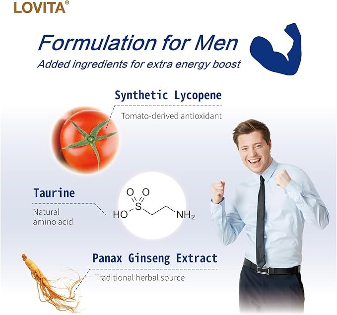Lovita Men's 8-Hour Time-Release B Complex: Experience Enhanced Nutritional Support with One Daily Vegetarian Tablet (60 Count) (Pack of 3)