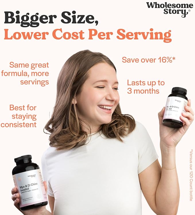 Wholesome Story Myo-Inositol & D-Chiro Inositol Supplement for Women | Fertility Supplements for Hormonal Balance & Ovarian Health Support | Myoinositol | Ideal 40:1 Ratio | 90 Servings