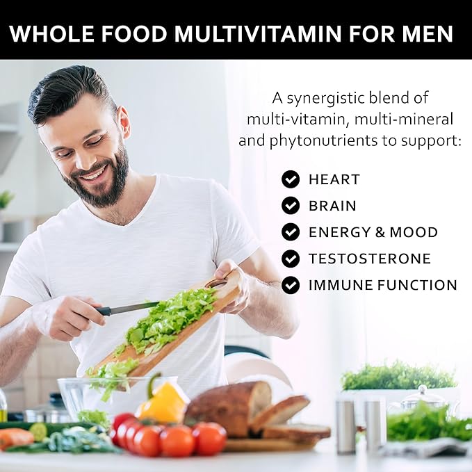 Whole Food Natural Multivitamin and Mineral Capsules for Men - All-Day Energy, Inner Zen, and Stronger You (120 Capsules)