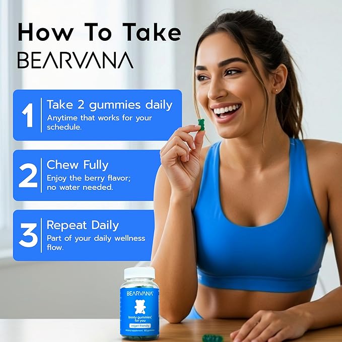 BEARVANA Peach Support Gummies for Women | Fitness Supplement | Boost Confidence | 9 Herbal Extracts Including Maca Root, Fenugreek and Ginger Root | Essential Vitamins | Berry Flavor | 60 Gummies