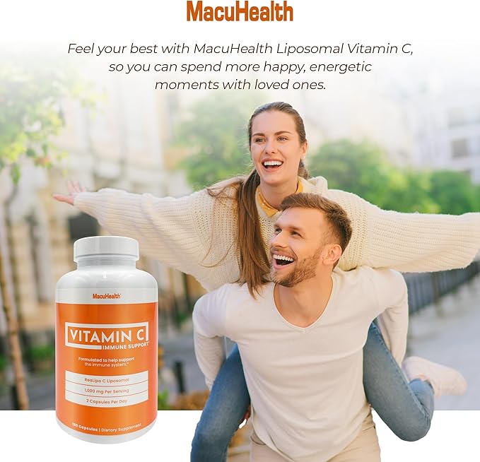 Macuhealth Liposomal Vitamin C 1000MG Per Serving - High Bioavailablity Vitamin with Fat-Soluble Antioxidants and Enhanced Absorption - 3 Month Supply