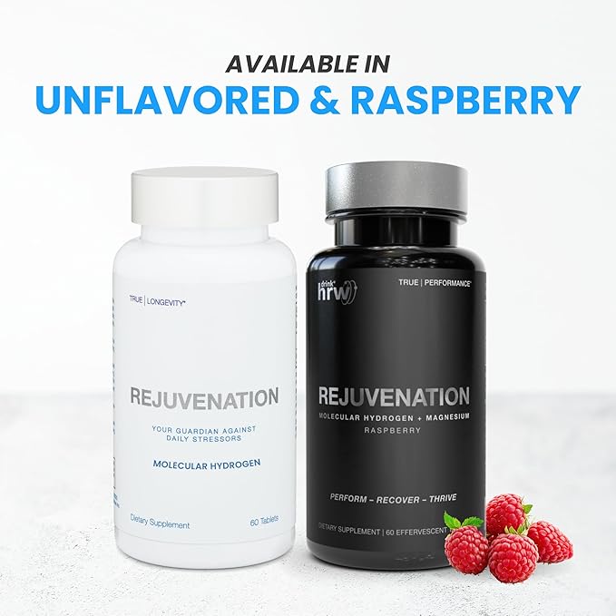 DRINK HRW Rejuvenation Molecular Hydrogen Water Tablets: 12 ppm H2 - Hydrogen & Magnesium Supplement, Supports Energy Production, Recovery, Cognitive Function (Unflavored 60ct)
