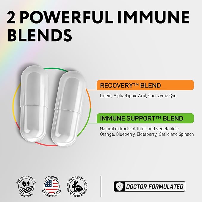 Daily Multivitamin for Energy & Immune Support - Zinc, Vitamins A B6 B12 C D E, Biotin, Lutein, Folate, Folic Acid, Selenium, Copper, Calcium 25mg - Multimineral Supplement for Women Men, 60 Capsules