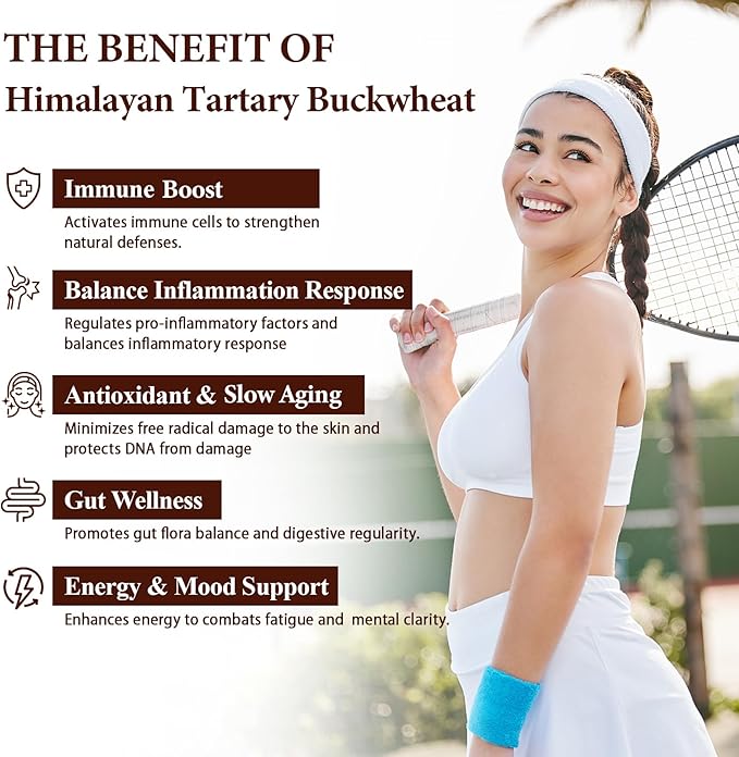 Himalayan Tartary Buckwheat Supplement with Quercetin, Vitamin C, D, Zinc, Curcumin for Immune Support & Antioxidant & Gut Health - 120 Vegan Capsules