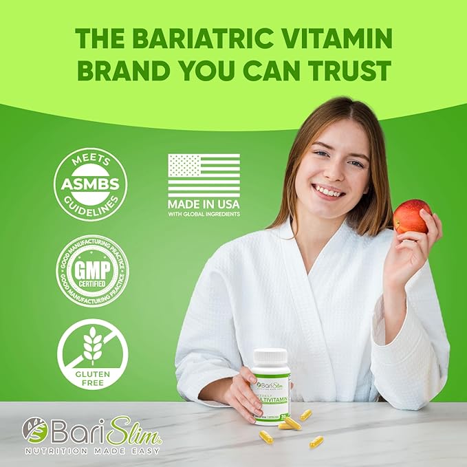 BariSlim Once Daily Bariatric Multivitamin Capsule - 18mg of Iron - Bariatric Vitamin & Supplement for Post Surgery Including Gastric Bypass & Gastric Sleeve | 30 Day Supply