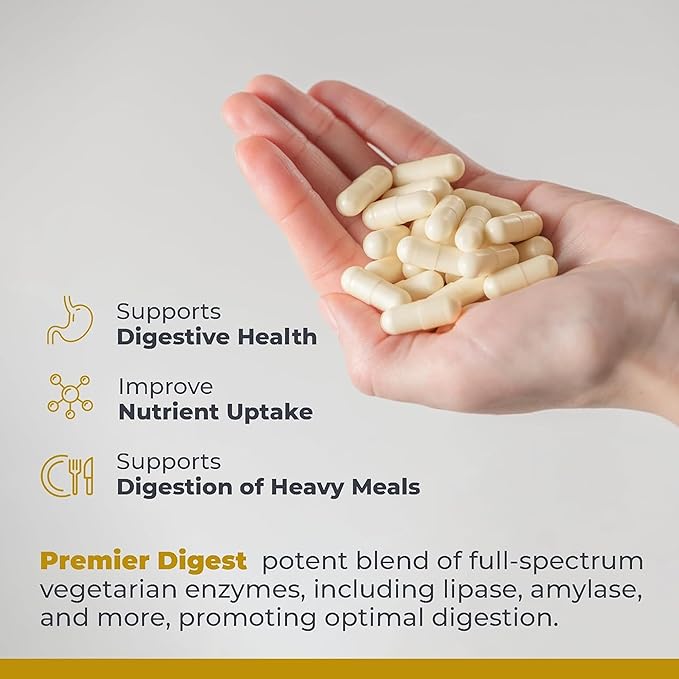 Premier Research Labs Active Digestive Enzymes with Probiotic and Prebiotics - Promotes Full-Spectrum Digestive Support - with Amylase, Protease & Lipase, 60 Plant-Sourced Capsules