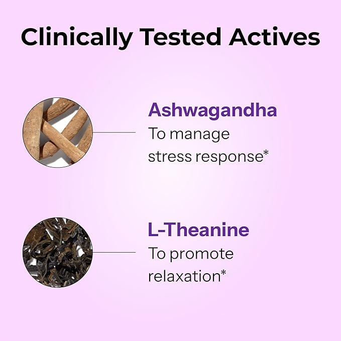 HUM Ashwagandha Calm- L-Theanine & Ashwagandha for Daily Relaxation & Mood Support - Mixed Berry Flavor (60-Count)