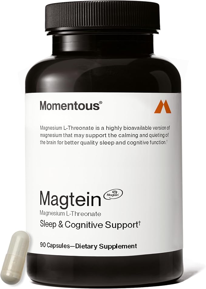Momentous Magtein Magnesium L-Threonate - Brain & Rest Support Supplement - Boosts Cognitive Function & Sleep Quality - NSF Certified for Sport -145 mg - 30 Servings