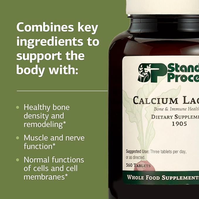 Standard Process Inc. Calcium Lactate - Immune Support and Bone Strength - Bone Health and Muscle Supplement with Magnesium and Calcium - 360 Tablets