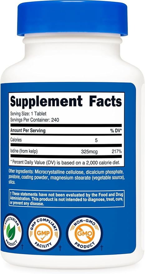 Nutricost Kelp Tablets, 325mcg of Iodine, 240 Tablets - Non-GMO, Gluten Free