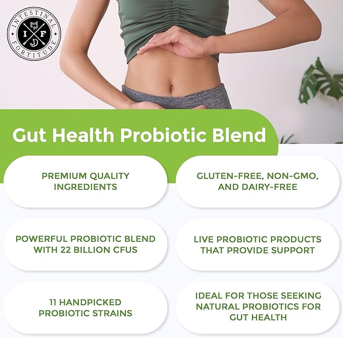 Intestinal Fortitude PRO-B11 Probiotics for Men and Women - 22 Billion CFU, Daily Probiotic Supplement for Gut Health - Digestive Health Immune Support - Gluten Free, Dairy Free (30 Capsules)
