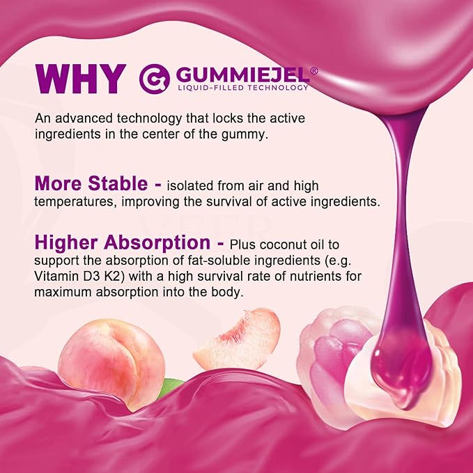 Sugar Free Calcium Citrate Gummies for Women & Men 1000mg, Vitamin D3 K2, Magnesium, Zinc, Boron, Manganese, Copper, Ultimate Absorption Calcium Supplements for Bone, Muscle & Immune - Vegan, 60 Count