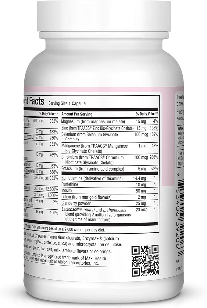 Womens Multivitamin – Essential Multivitamin for Women Supplement with Vitamins A B C D E Calcium Zinc Biotin & More – Daily Multi Vitamins and Multiminerals for Gut Support - Kosher (60 Capsules)