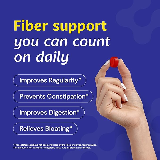Fiber Gummy, Sugar Free, 5g Prebiotic Fiber, FOS (Fructo-oligosaccharides), for Digestive & GLP-1 Support, Non-Stick & Natural Fruit Flavored, 60ct, 1 Month Supply - Made in USA