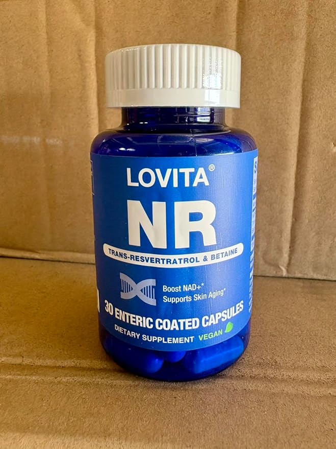 Lovita NR (Nicotinamide Riboside) 350 mg, NAD Supplement with Trans-Resveratrol and Betaine, Promote NAD Plus Levels, Healthy Aging, 30 Vegan Enteric-Coated Capsules
