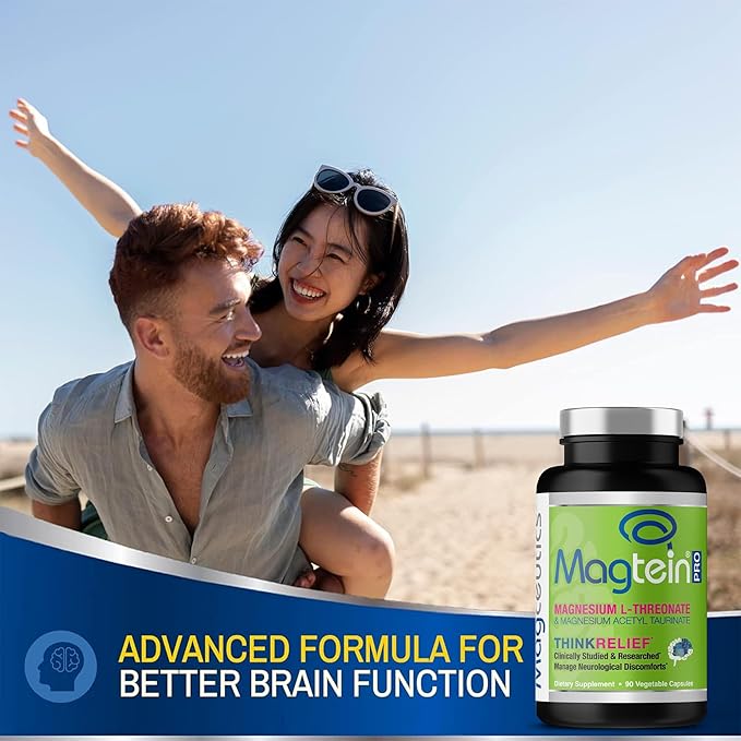 MagteinPRO - Magnesium L-Threonate & Mag Acetyl Taurinate Supplement, Memory, Sleep & Brain Health Formula for Men & Women, Cognitive Support for Adults, Clinically Studied- 90 Veg Capsules