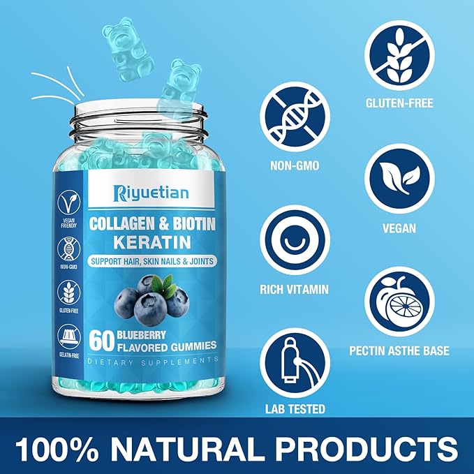 Biotin Gummies 15000mcg with Collagen for Adults Women & Men - Hair, Skin & Nails Gummies with Biotin - Collagen for Woman - Vegan, Non-GMO, Hair Vitamins - 120 Count, 2 Pack