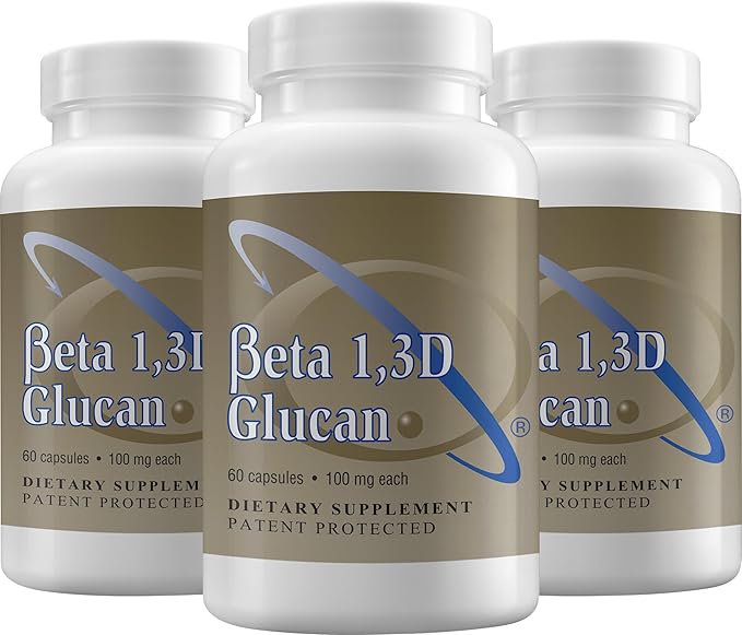 Immune Support Supplement Highly Purified Beta Glucan 100 mg per Capsule (beta-glucan Fiber) (Pack of 3)