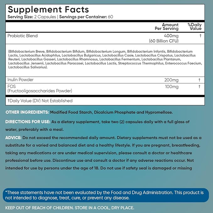 WeightWorld Bio Cultures Complex - Probiotic for Women & Men - Third-Party Lab Tested - 120 Vegan Capsules (2 Months Supply) - 60 Billion CFU with 20 Probiotic Strains - Vegan, Non-GMO & Gluten-Free