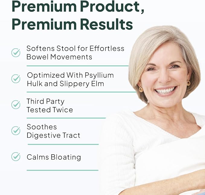 Better Fiber - Daily Fiber Supplement - Soften Stool for Effortless Bowel Movements - with Psyllium Hulk and Slippery Elm - 90 Capsules