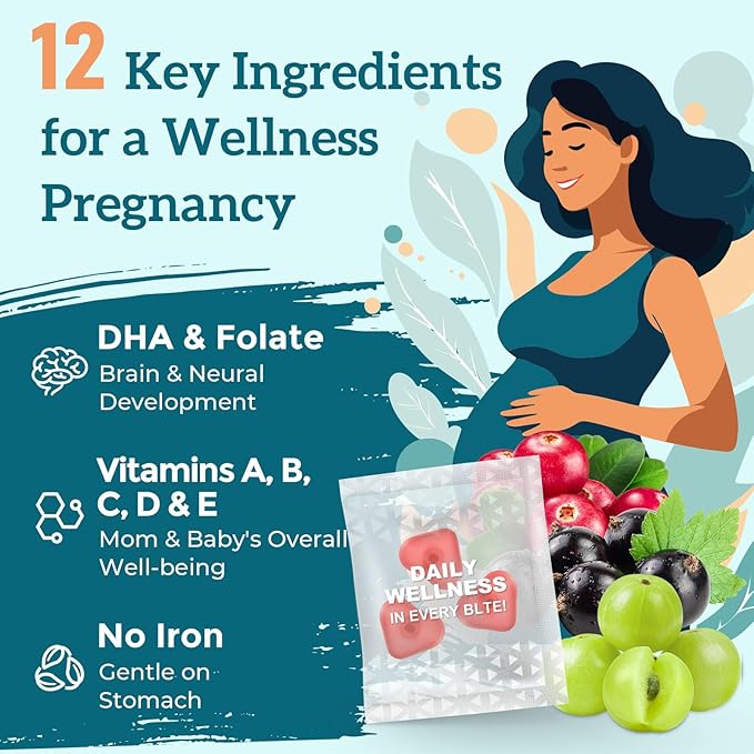 Prenatal Gummies Sugar Free 180 Count - Organics Prenatal Vitamins for Women with Folate, DHA & Probiotics - Iron Free Prenatal Vitamin Gummies for Immune & Digestive - 2 Bottles