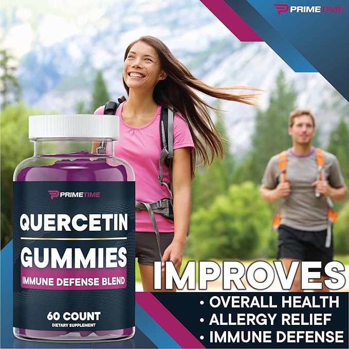 Quercetin + Zinc + Vitamin C 1000mg Gummies Supplements with Elderberry, Flavonoid Vitamin for Kids Adults Immunity, Immune Support Gummy Booster Vegan (2 Pack) 60 Count (Pack of 2)