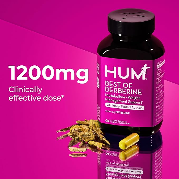 HUM Best of Berberine Supplement 1200mg - Advanced Bioavailability, Pure Potency for Metabolic Wellness, Enhanced with BioPerine for Maximum Absorption (60 Capsules)