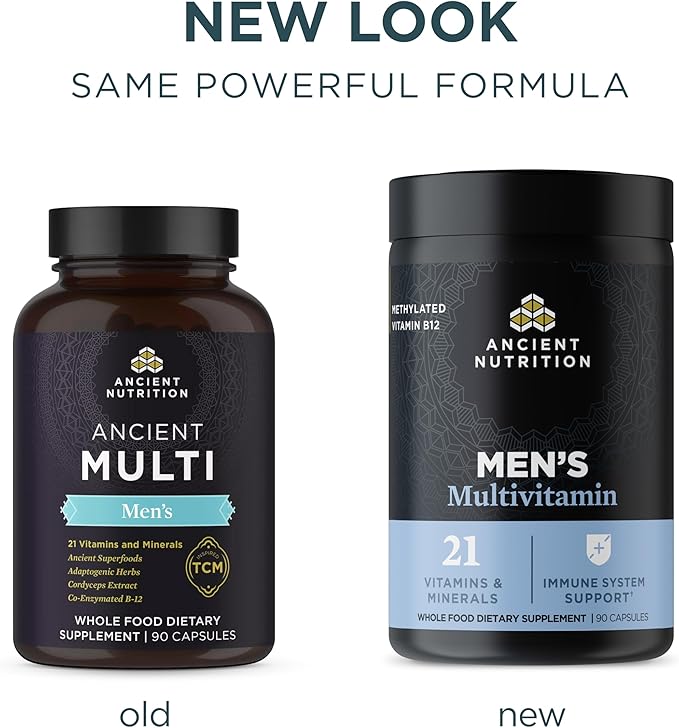 Ancient Nutrition Multivitamin for Men, Multi Men's, Vitamin D, C, E, B12, Zinc, Magnesium, Supports Healthy Immune System and Bone Health, 90 Ct