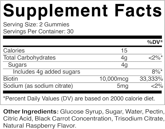 Vitamatic Biotin Gummies 10,000 mcg for Stronger Hair, Skin & Nails - 60 Vegan Gummies - Also Called Vitamin B7 (6 Bottles)