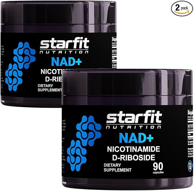 STARFIT - Nicotinamide D-Riboside (2 Pack), Booster NAD+, Energy & Focus Supplement, Anti-Aging Cellular Support, Total 180 Capsules