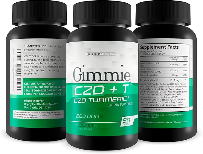 Gimmie CZD + T - Our Best CDZ Supplement Vitamin C D and Zinc Plus Magnesium Turmeric and More - High Potency Immune Support with Vitamin C & D - Our Best Immune Pills Nature Vitamin D Zinc C Best