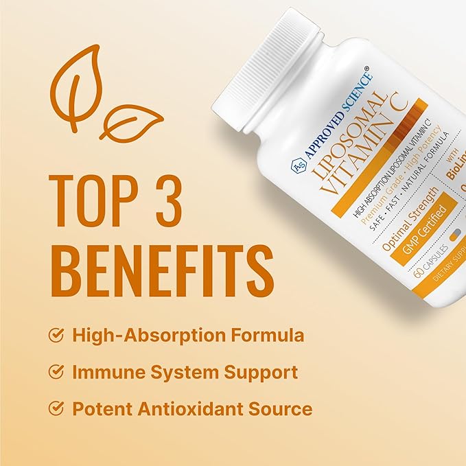 Approved Science Liposomal Vitamin C - 1100 mg - 180 Capsules - Immune Support, Boost Collagen, Antioxidant - High Absorption - Fat Soluble - Non GMO - Vegan - Made in The USA