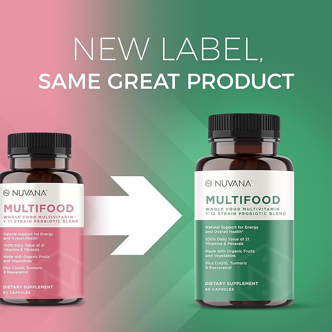 Multifood Whole Food Multivitamin for Men & Women | 21 Organic Fruits & Vegtables | Boosts Energy, Supports Gut & Immune Health | Prebiotics & Probiotics | 60 Capsules