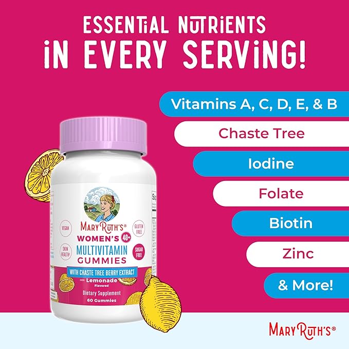 MaryRuth Organics, Sugar Free, Vegan Vitamin Gummy, Immune Support Daily Multivitamin + Chasteberry, Hair, Skin and Nail for Women, 60 Count, Pack of 1