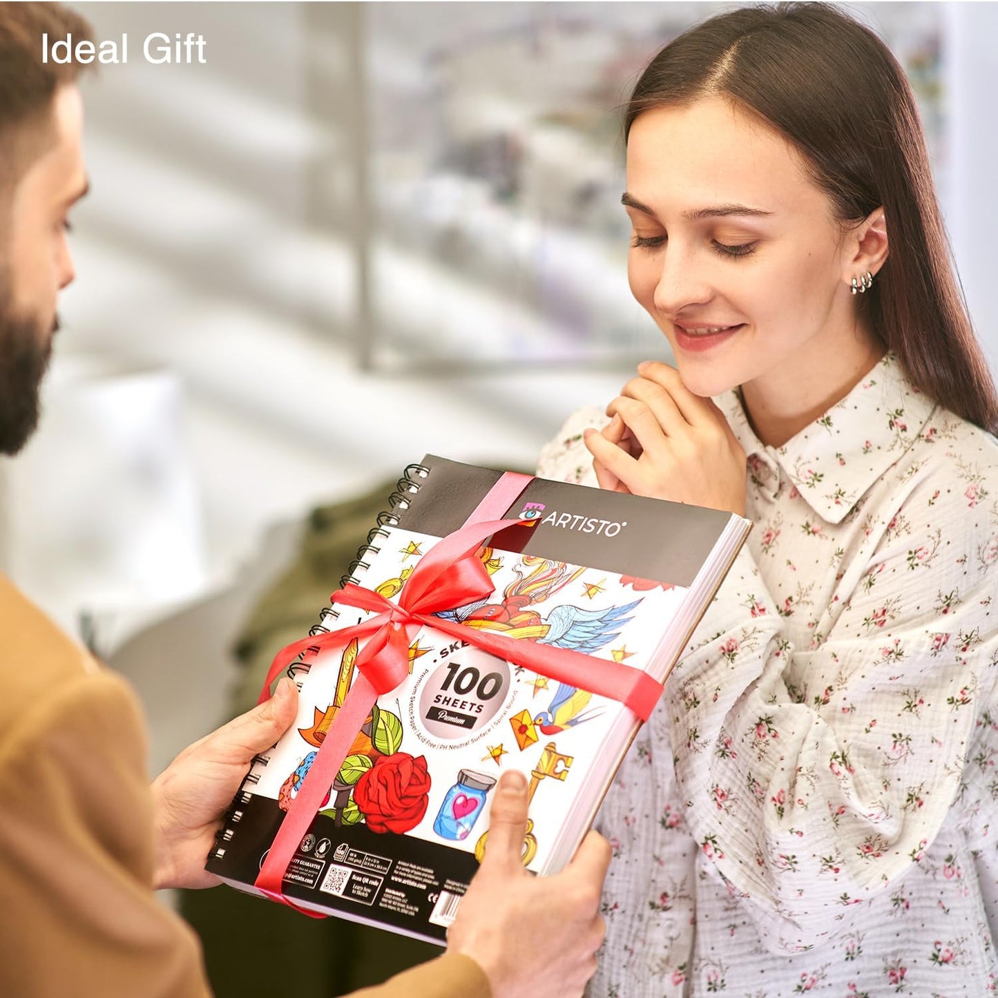 ARTISTIC EYE 9x12 Premium Sketch Book Set, 100 Sheets, Spiral Bound, 68lb (100gsm), Acid-Free Drawing Paper, Ideal for Kids, Teens & Adults (Set of 1)