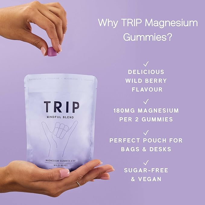 Magnesium Citrate Gummies Infused with L Theanine, Vegan, Sugar Free Magnesium Supplement for Adults, 180mg per Serving, On The Go Calming Gummy, Wild Berry Flavor, 1 Bag - 60 Count