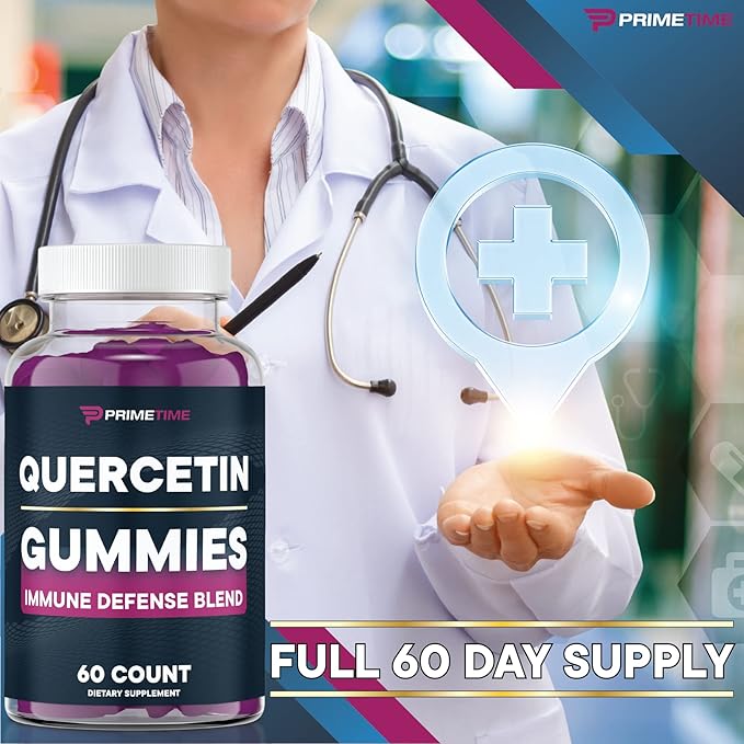 Quercetin + Zinc + Vitamin C 1000mg Gummies Supplements with Elderberry, Flavonoid Vitamin for Kids Adults Immunity, Immune Support Gummy Booster Vegan (2 Pack) 60 Count (Pack of 2)