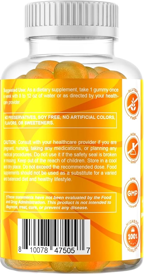 Vitamatic Sugar Free Vitamin D3 50,000 IU Weekly Supplement - 120 Pectin Based Gummies - Vitamin D Capsules for Bones, Teeth, and Immune Support (50000 IU) - 2 Pack