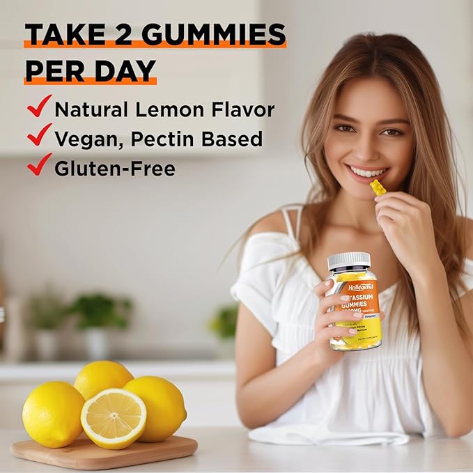 Potassium Gummies 1000mg, Maximize Potassium Absoption Blend with Vitamin B6 Magnesium, Potassium Citrate Supplement for Adults, Sugar Free, 60 Count