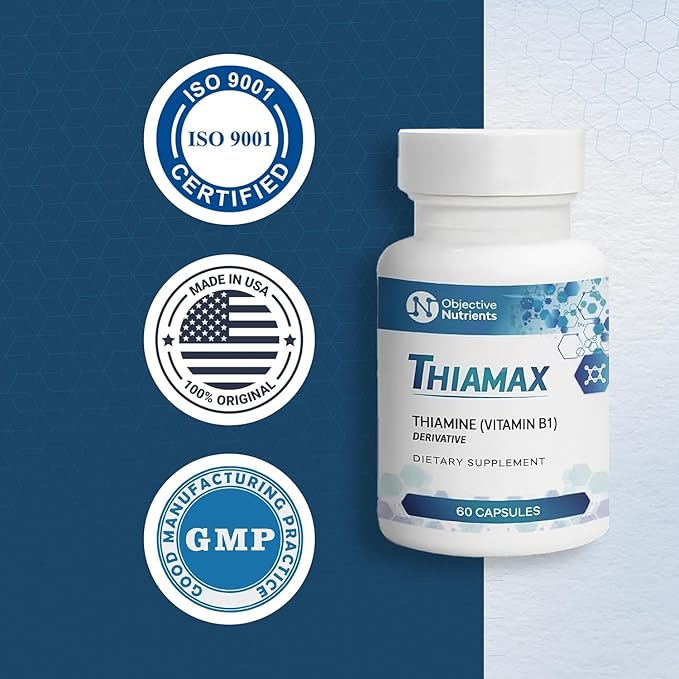 Thiamax Vitamin B1 (Thiamine TTFD), The Original, No Toxic Fillers, Supports Energy Metabolism, High Dose, Third Party Tested, All Active Ingredients 100mg, 60 Count