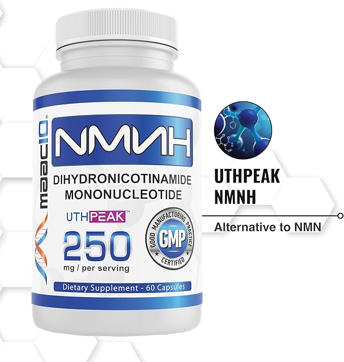 MAAC10 NMNH (NMN Supplement Alternative) 250mg Serving | Uthpeak™ NMNH (Dihydronicotinamide Mononucleotide) for Better Stability | 30-Day Supply.