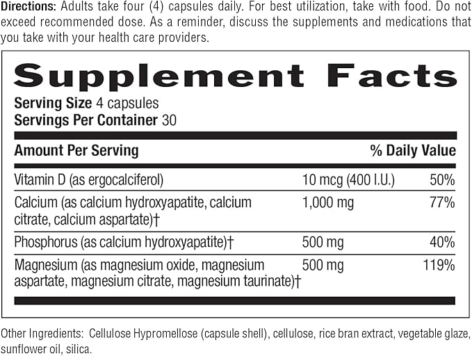 Country Life Target-Mins Calcium Magnesium with Vitamin D-Complex, 1000mg/500mg/10mcg, 120 Vegan Capsules, Certified Gluten Free, Certified Vegan, Verified Non-GMO Verified