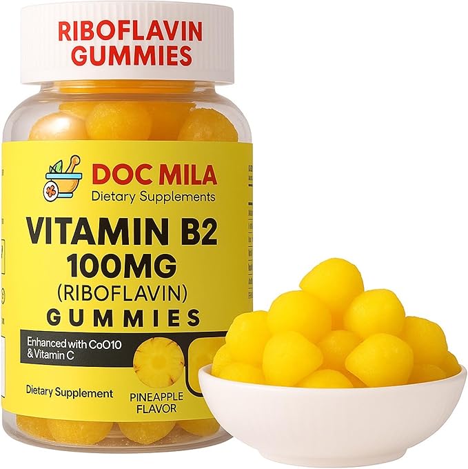 Vitamin B2 100mg Gummies for Adults and Kids - Riboflavin 100 mg Gummy - Migraine Relief Supplement - VIT B2 Supplements