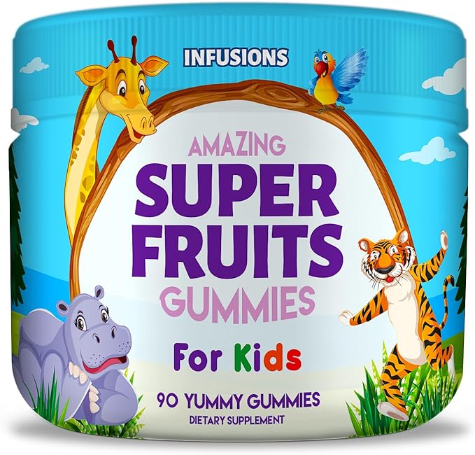 Infusions Super Fruit Gummies 180 Count w/Vitamin A,C,E + Zinc – Organic Silica, Antioxidant Blend – Vegan Friendly - Gluten Free - Non-GMO - 2 Pack