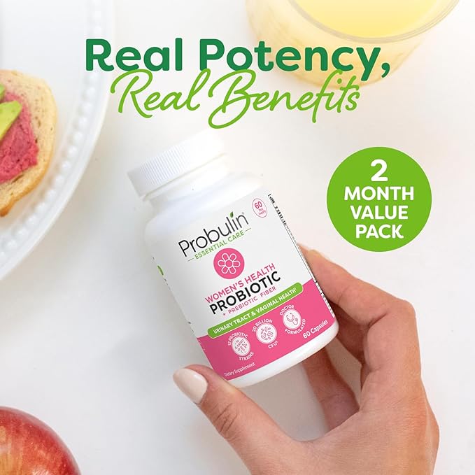 Probulin Womens Probiotic - Vaginal, UT, Gut & Immune Health with Lactobacillus Reuteri - 20 Billion CFU, 12 Probiotic Strains & Prebiotics - 60 Vegan, Gluten Free Capsules for Whole-Body Wellness