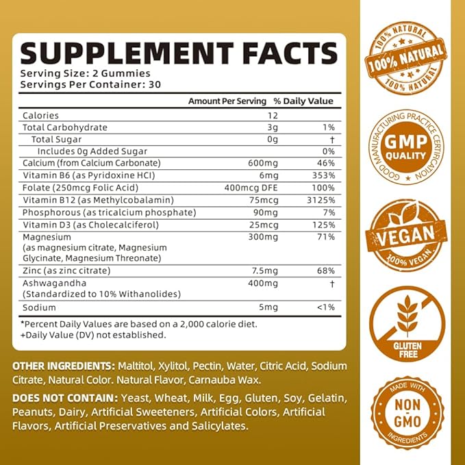 softbear Calcium Magnesium Zinc Gummies for Women, High Absorption Calcium Magnesium Supplement Chewable Calcium 600 mg for Bone Strength Vegan Mango Flavor 60 Gummies