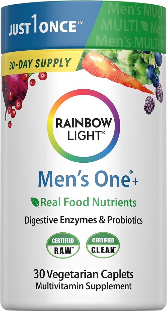 Rainbow Light Multivitamin for Men, Vitamin C, D & Zinc, Probiotics, Men's One Multivitamin Provides High Potency Immune Support, Non-GMO, Vegetarian, 30 Tablets